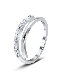 Spiral Style CZ Silver Ring NSR-2953